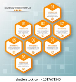 vector abstract 3d paper infographic elements.Hexagon infographics.Honeycomb design
