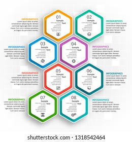 vector abstract 3d paper infographic elements.Hexagon infographics.Honeycomb design