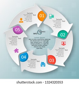 vector abstract 3d paper infographic elements.Circular infographics