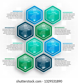 vector abstract 3d paper infographic elements.Hexagon infographics.Honeycomb design