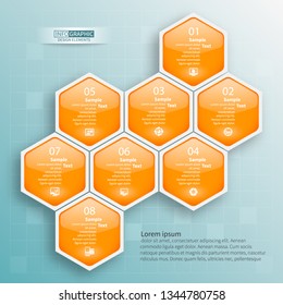 vector abstract 3d paper infographic elements.Hexagon infographics.Honeycomb design