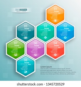 vector abstract 3d paper infographic elements.Hexagon infographics.Honeycomb design