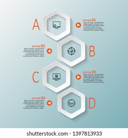 vector abstract 3d paper infographic elements.Hexagon infographics.Honeycomb design