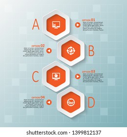 vector abstract 3d paper infographic elements.Hexagon infographics.Honeycomb design