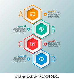 vector abstract 3d paper infographic elements.Hexagon infographics.Honeycomb design