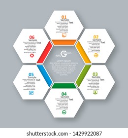 vector abstract 3d paper infographic elements.Hexagon infographics.Honeycomb design