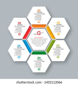vector abstract 3d paper infographic elements.Hexagon infographics.Honeycomb design
