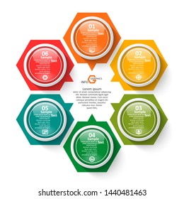 vector abstract 3d paper infographic elements.Hexagon infographics.Honeycomb design