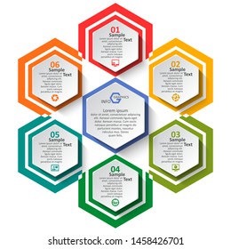 vector abstract 3d paper infographic elements.Hexagon infographics.Honeycomb design