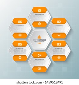 vector abstract 3d paper infographic elements.Hexagon infographics.Honeycomb design