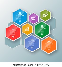 vector abstract 3d paper infographic elements.Hexagon infographics.Honeycomb design