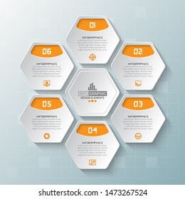 vector abstract 3d paper infographic elements.Hexagon infographics.Honeycomb design