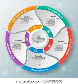 vector abstract 3d paper infographic elements.Circular infographics