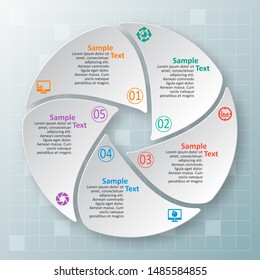vector abstract 3d paper infographic elements.Circular infographics