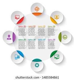 vector abstract 3d paper infographic elements.Circular infographics