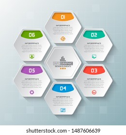 vector abstract 3d paper infographic elements.Hexagon infographics.Honeycomb design