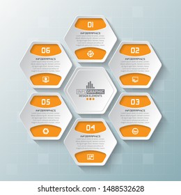 vector abstract 3d paper infographic elements.Hexagon infographics.Honeycomb design