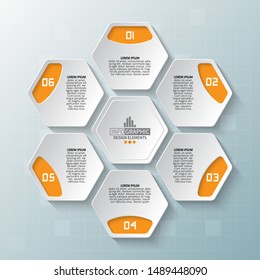 vector abstract 3d paper infographic elements.Hexagon infographics.Honeycomb design