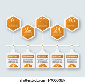 vector abstract 3d paper infographic elements.Hexagon infographics.Honeycomb design