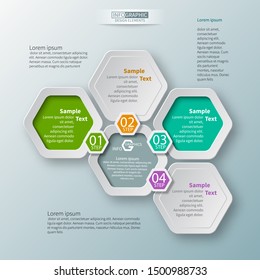 vector abstract 3d paper infographic elements.Hexagon infographics.Honeycomb design