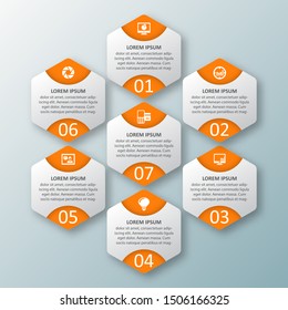 vector abstract 3d paper infographic elements.Hexagon infographics.Honeycomb design