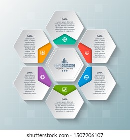 vector abstract 3d paper infographic elements.Hexagon infographics.Honeycomb design