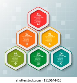vector abstract 3d paper infographic elements.Hexagon infographics.Honeycomb design