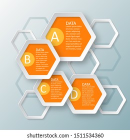 vector abstract 3d paper infographic elements.Hexagon infographics.Honeycomb design