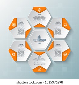 vector abstract 3d paper infographic elements.Hexagon infographics.Honeycomb design