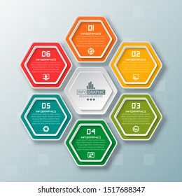 vector abstract 3d paper infographic elements.Hexagon infographics.Honeycomb design