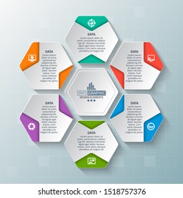 vector abstract 3d paper infographic elements.Hexagon infographics.Honeycomb design