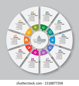 vector abstract 3d paper infographic elements.Circular infographics