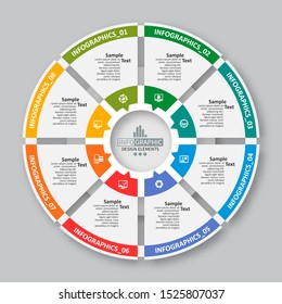 vector abstract 3d paper infographic elements.Circular infographics
