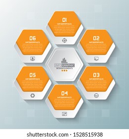 vector abstract 3d paper infographic elements.Hexagon infographics.Honeycomb design