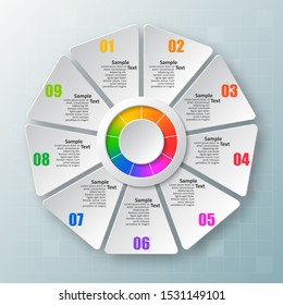 vector abstract 3d paper infographic elements.Circular infographics