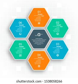 vector abstract 3d paper infographic elements.Hexagon infographics.Honeycomb design