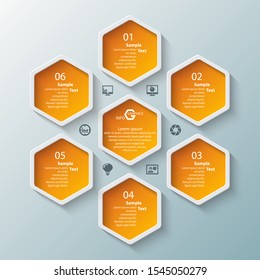 vector abstract 3d paper infographic elements.Hexagon infographics.Honeycomb design