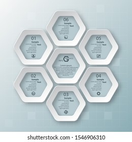 vector abstract 3d paper infographic elements.Hexagon infographics.Honeycomb design