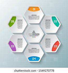 vector abstract 3d paper infographic elements.Hexagon infographics.Honeycomb design