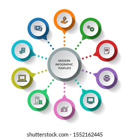 vector abstract 3d paper infographic elements.Circular infographics