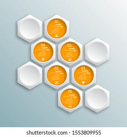 vector abstract 3d paper infographic elements.Hexagon infographics.Honeycomb design