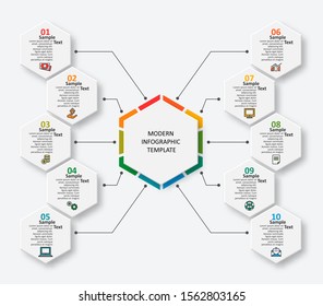 vector abstract 3d paper infographic elements.Hexagon infographics.Honeycomb design