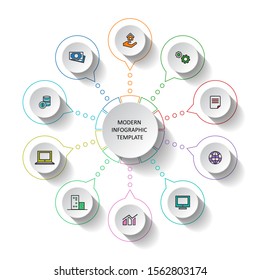vector abstract 3d paper infographic elements.Circular infographics