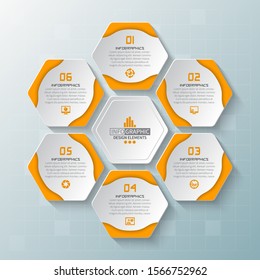 vector abstract 3d paper infographic elements.Hexagon infographics.Honeycomb design