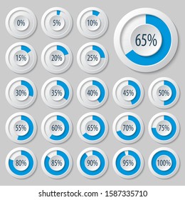 vector abstract 3d paper infographic elements.Business infographics.Pie charts for web design.Progress bar.Element for infographic chart.Blue White Style