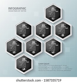 vector abstract 3d paper infographic elements.Hexagon infographics.Honeycomb design