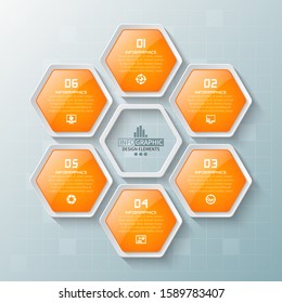 vector abstract 3d paper infographic elements.Hexagon infographics.Honeycomb design