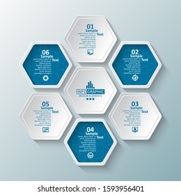 vector abstract 3d paper infographic elements.Hexagon infographics.Honeycomb design