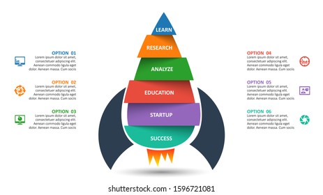 vector abstract 3d paper infographic elements.Business infographics.Infographic with a rocket