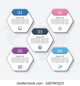 vector abstract 3d paper infographic elements.Hexagon infographics.Honeycomb design